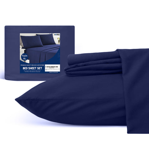 Navy Blue Microfiber Dyed Sheet Set