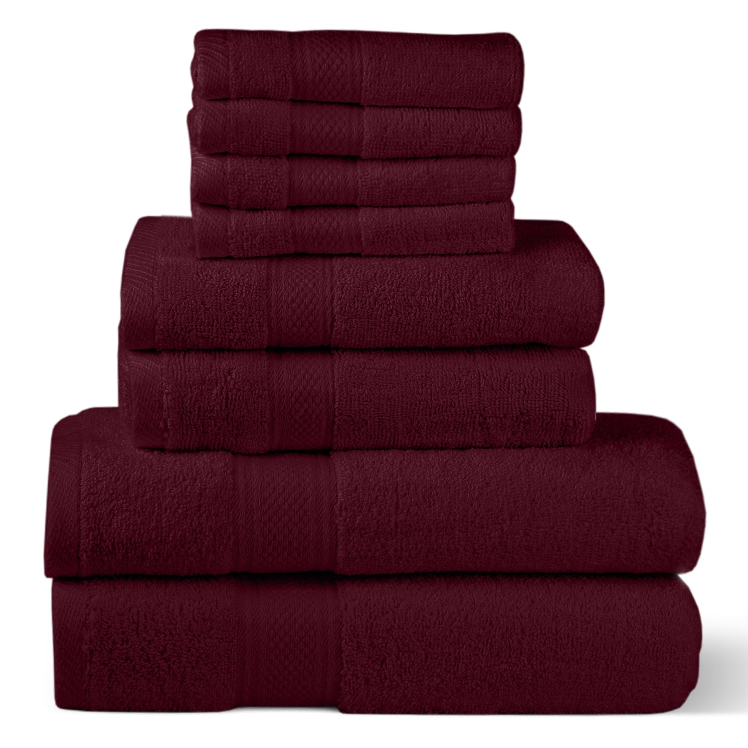 Burgundy Bath Towels Set (Pack of 8)