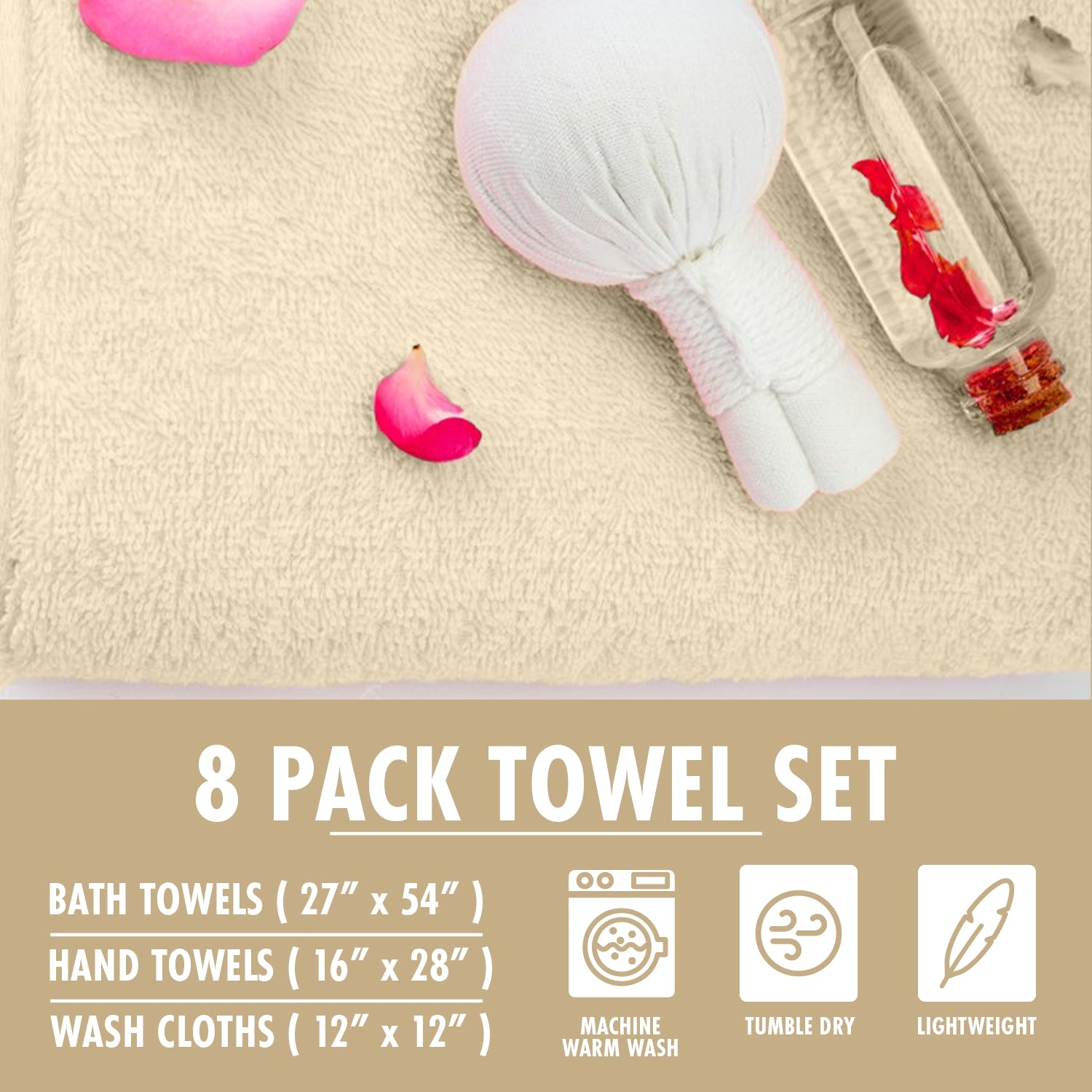 Beige Towel Set (Pack of 8)