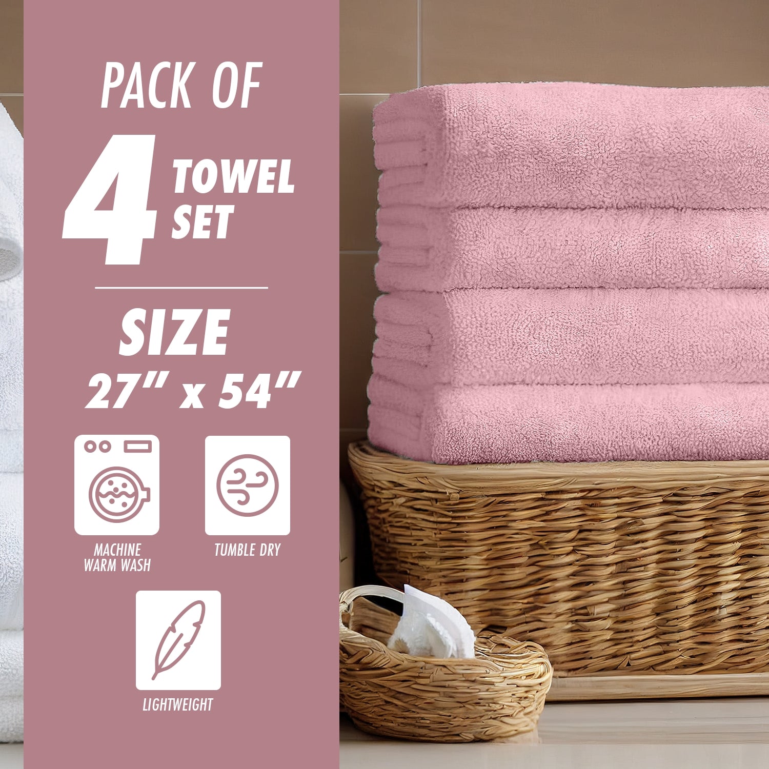 Pink Towel Set (Pack of 4)