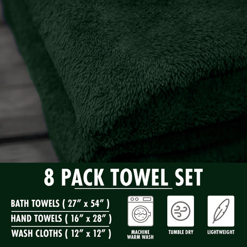 Hunter Green Towel Set (Pack of 8)