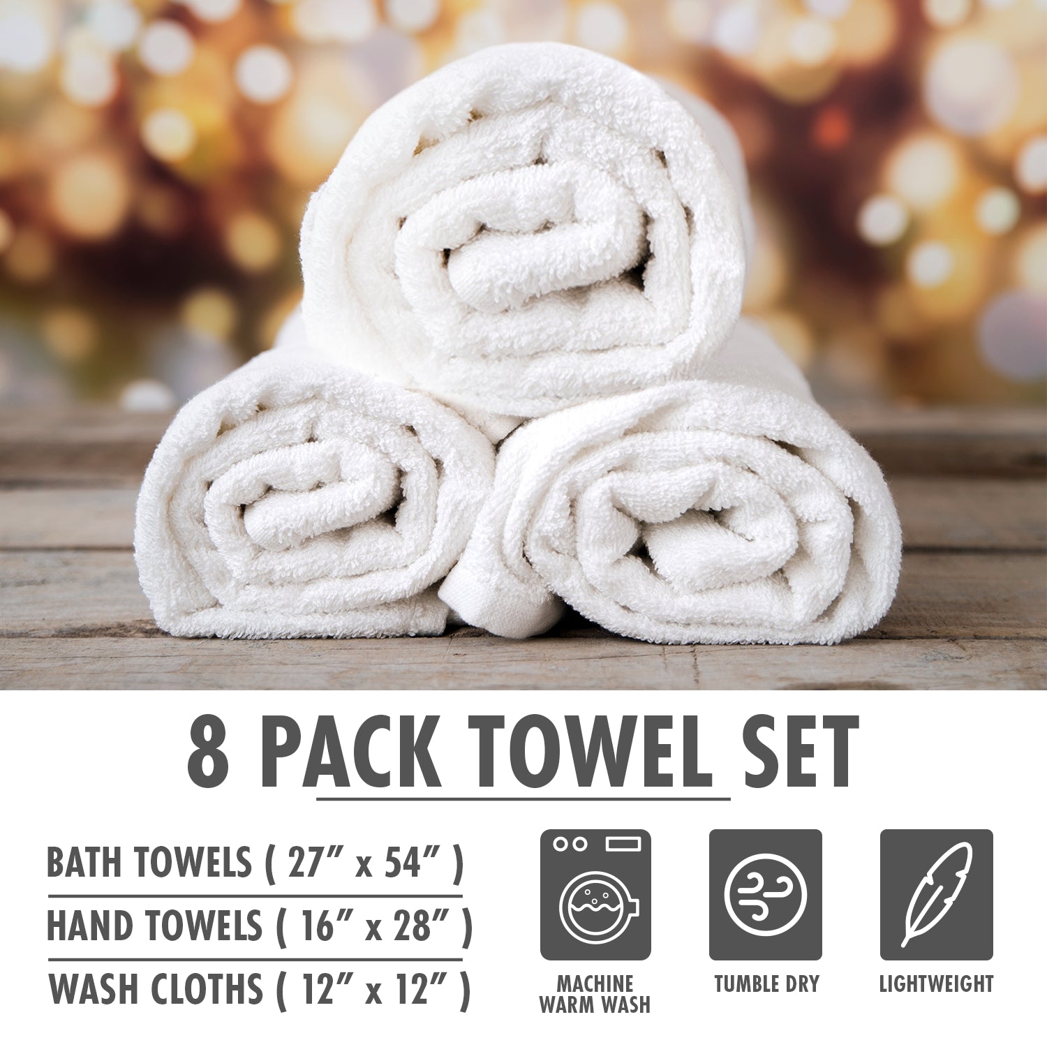White Towel Set (Pack of 8)