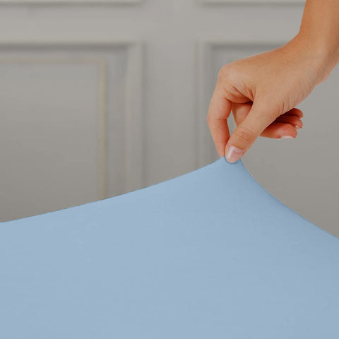 Light Blue Cotton Jersey Fitted Sheet