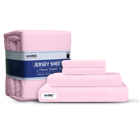 Pink Cotton Jersey Sheet Set