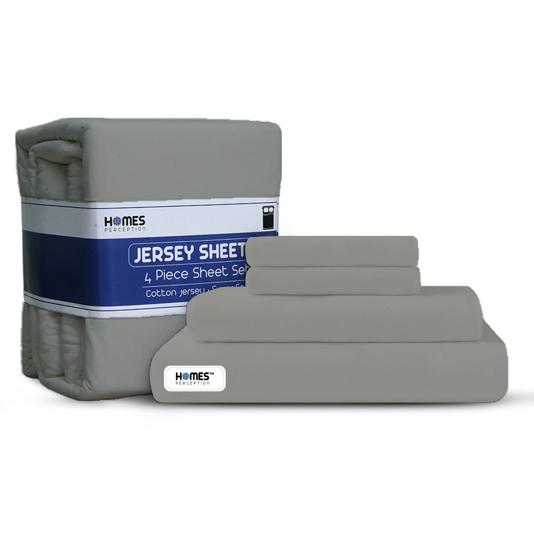 Dark Gray Cotton Jersey Sheet Set